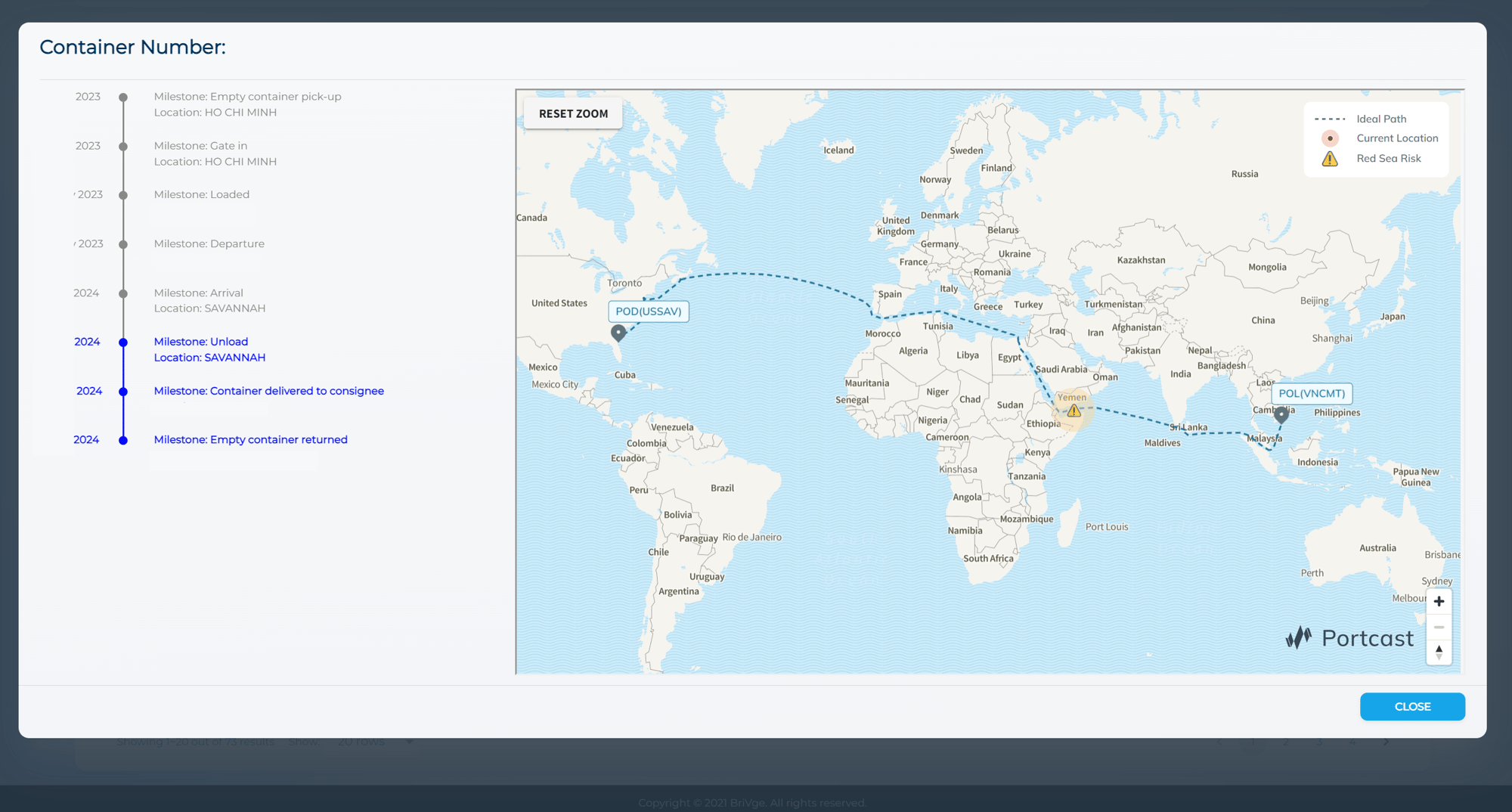 BriVge Container Journey Map